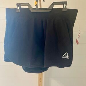 Reebok Women Black Athleisure Shorts With Pockets Logo Size L